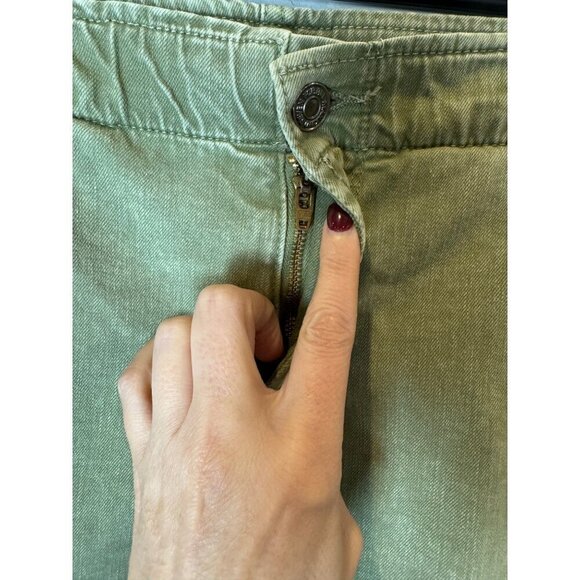 7‎ For All Mankind Jeans Women 25 Green Denim Elastic Waist Straight Leg Ankle - Picture 7 of 11